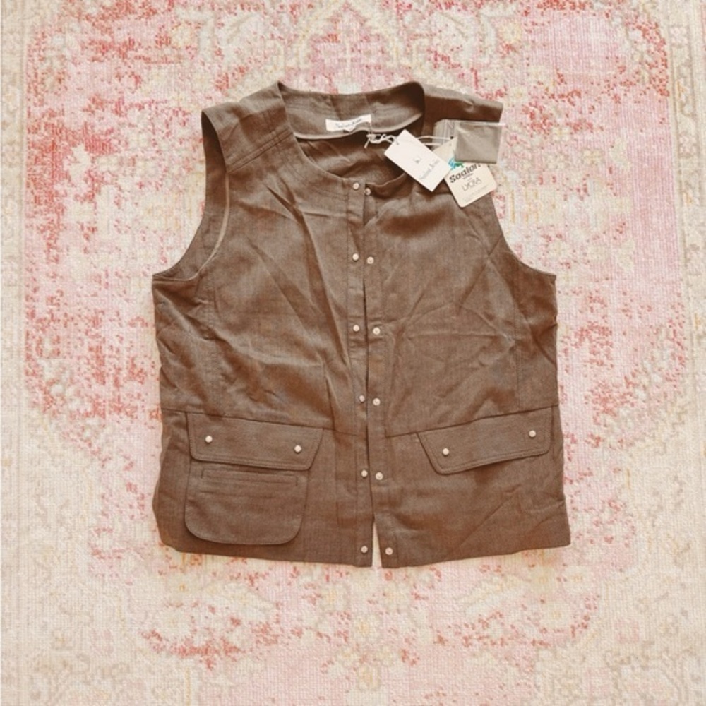 Saint Joie, Woman’s Brown Sleeveless Button-Up Vest - Picture 1 of 4
